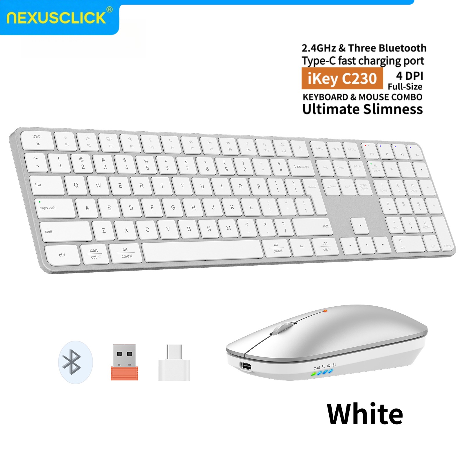 Gaming Keyboard That Is Quiet - NexusClick Rechargeable Wireless Keyboard Mouse Combo,4‑Channel