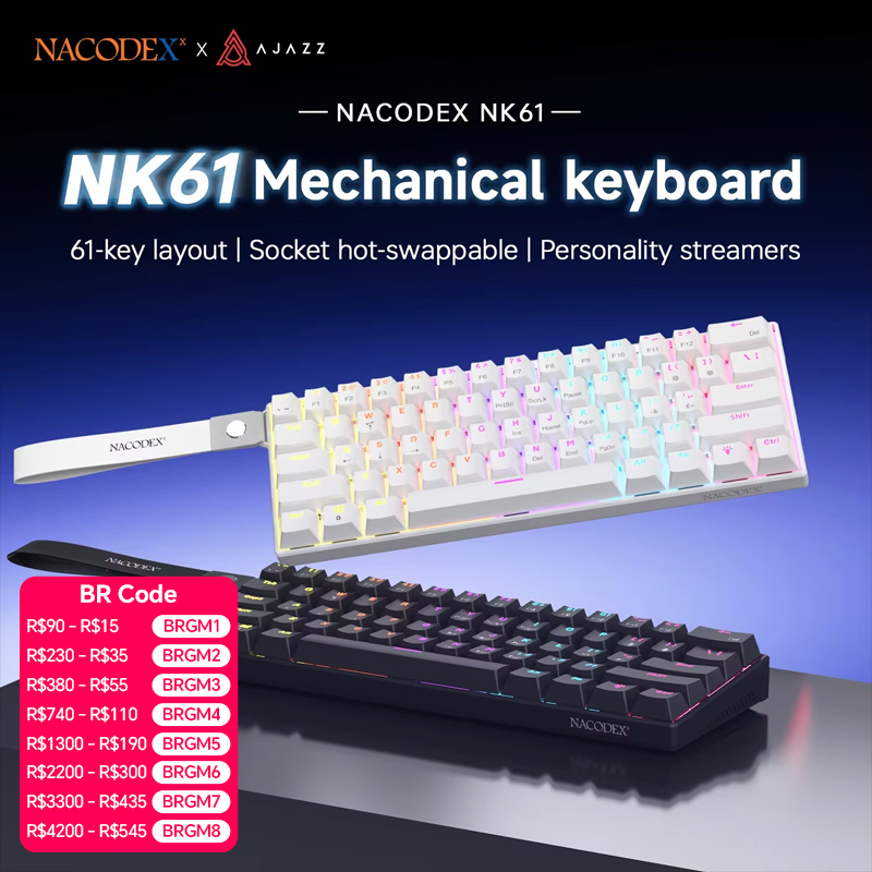 Gaming Keyboard Blue Switches - AJAZZ NK61 61-Key Red Switch Wired