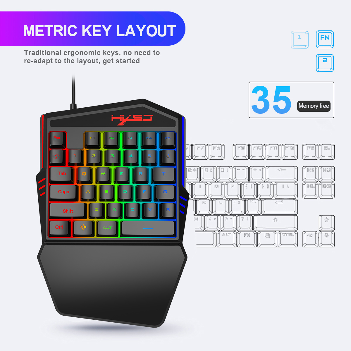 HXSJ V100 V100-2 35 Key Gaming - Gaming Keyboard Half ulasan dan harga