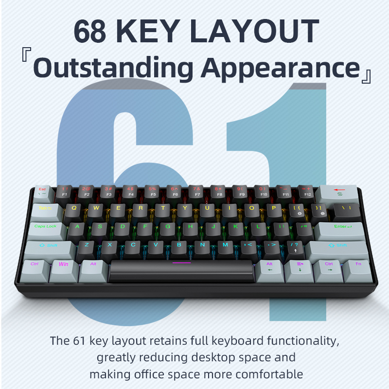 APAYADO K61 Mini Mechanical Ke - Gaming Keyboard Blue Switches ulasan dan harga