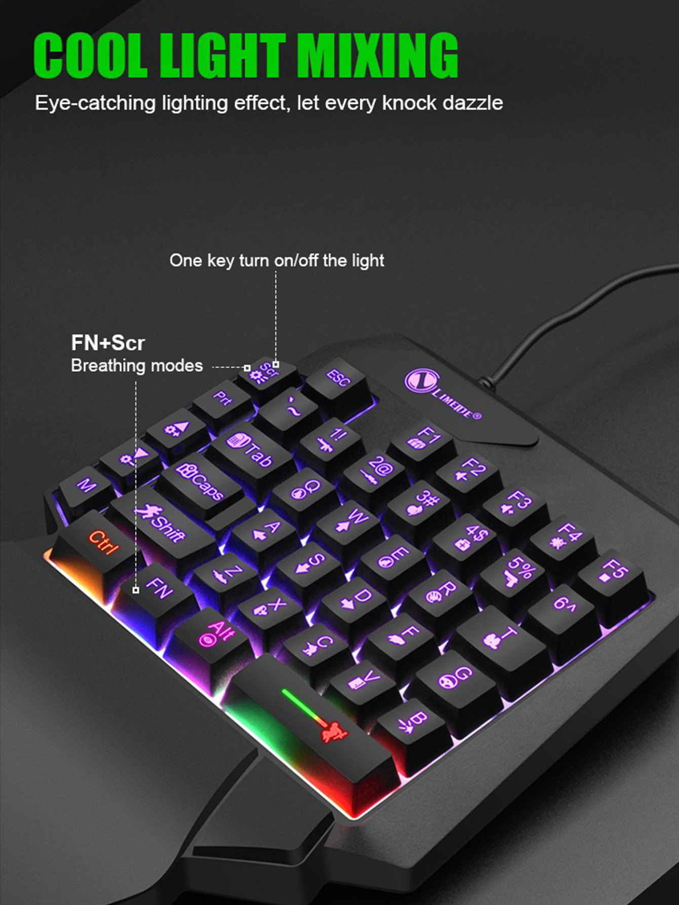 Mechanical One-Handed Light Ga - Gaming Keyboard Half ulasan dan harga