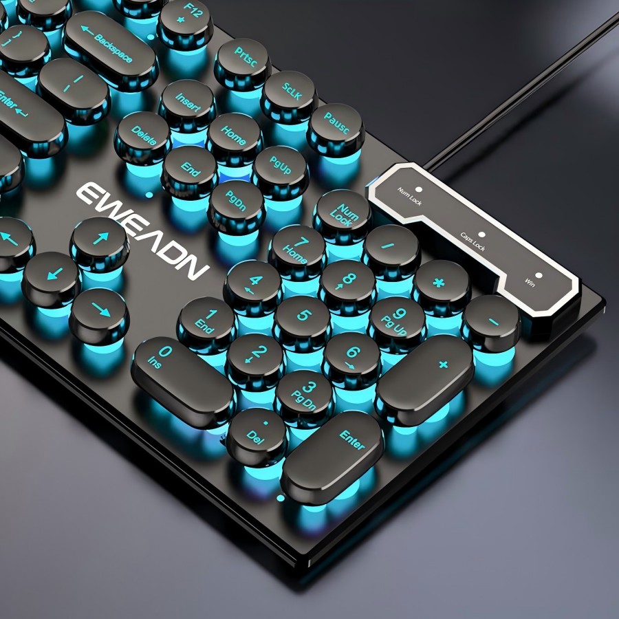 EWEADN Typewriter Gaming Keybo - Gaming Keyboard Blue Switches ulasan dan harga