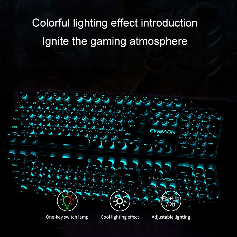 EWEADN Typewriter Gaming Keybo - Gaming Keyboard Blue Switches ulasan dan harga