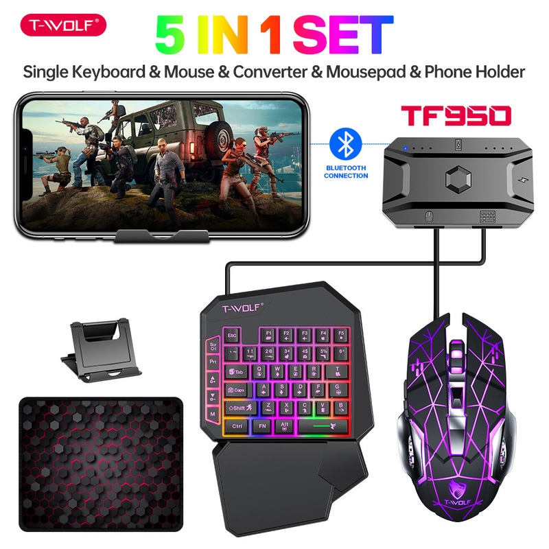 T-Wolf Tf950 5 In 1 One Handed - Gaming Keyboard Half ulasan dan harga