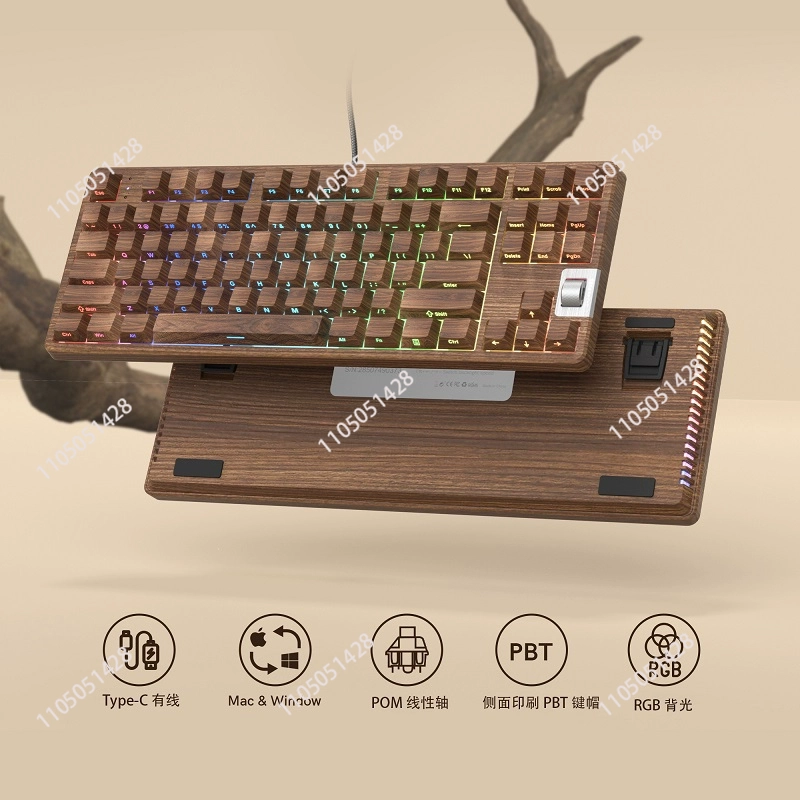 F87 Walnut 75% Wired Gaming Me - Gaming Keyboard Mechanical ulasan dan harga