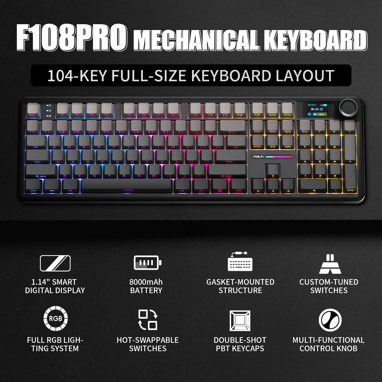 AULA F108 PRO Mechanical Keybo - Keyboard Gaming Transparent ulasan dan harga